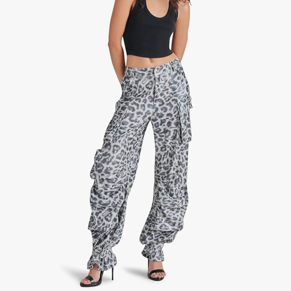 Steve Madden Gray Leopard Print Joggers